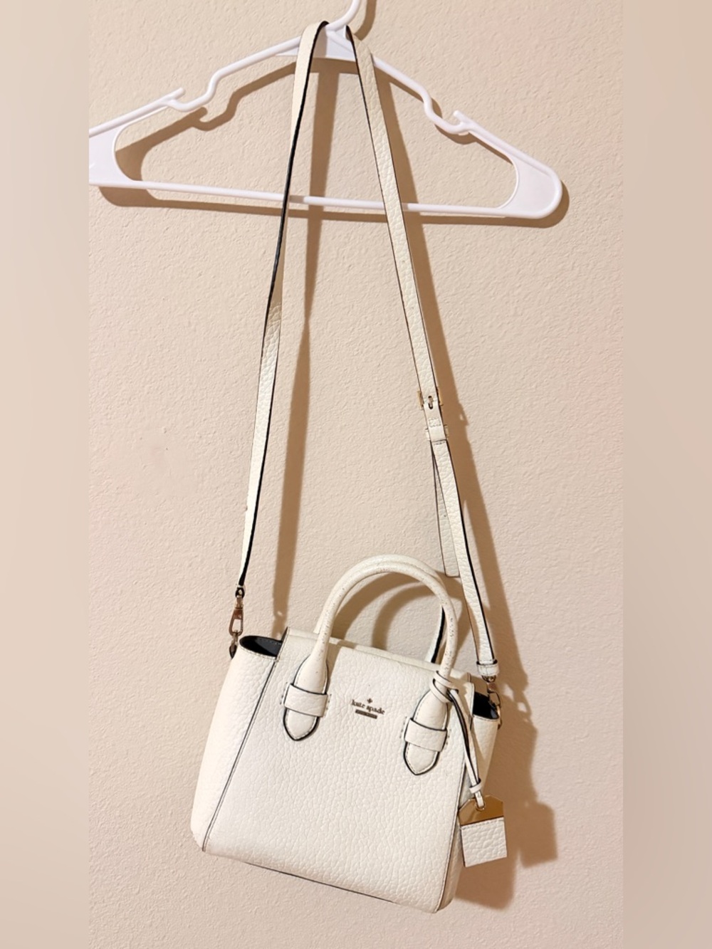 kate spade White Pebbled Leather Top-Handle Satchel - Picture 4 of 6